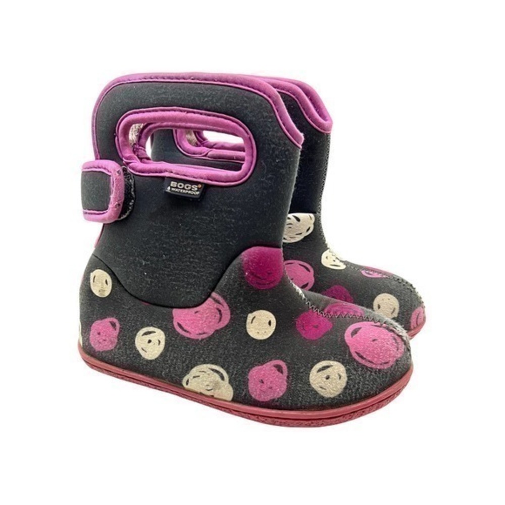 BOGS Baby Dots Waterproof Boots GRAY kids girls PLAY CONDITION warm size 10